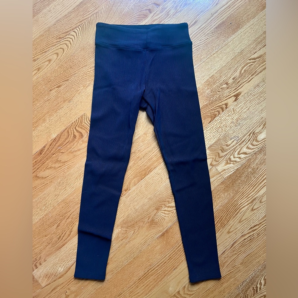 Girls Black Ribbed Leggings Size XL